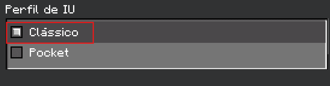 Configurações de vídeo com a opção Perfil de UI destacada e alterada para Clássico.